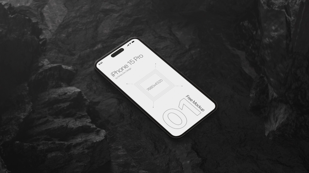 Realistic iPhone 15 Pro Free template HQ 8K resolution